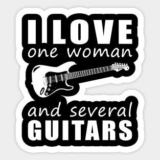 Strings of Love - Funny 'I Love One Woman and Several Guitars' Tee! Sticker